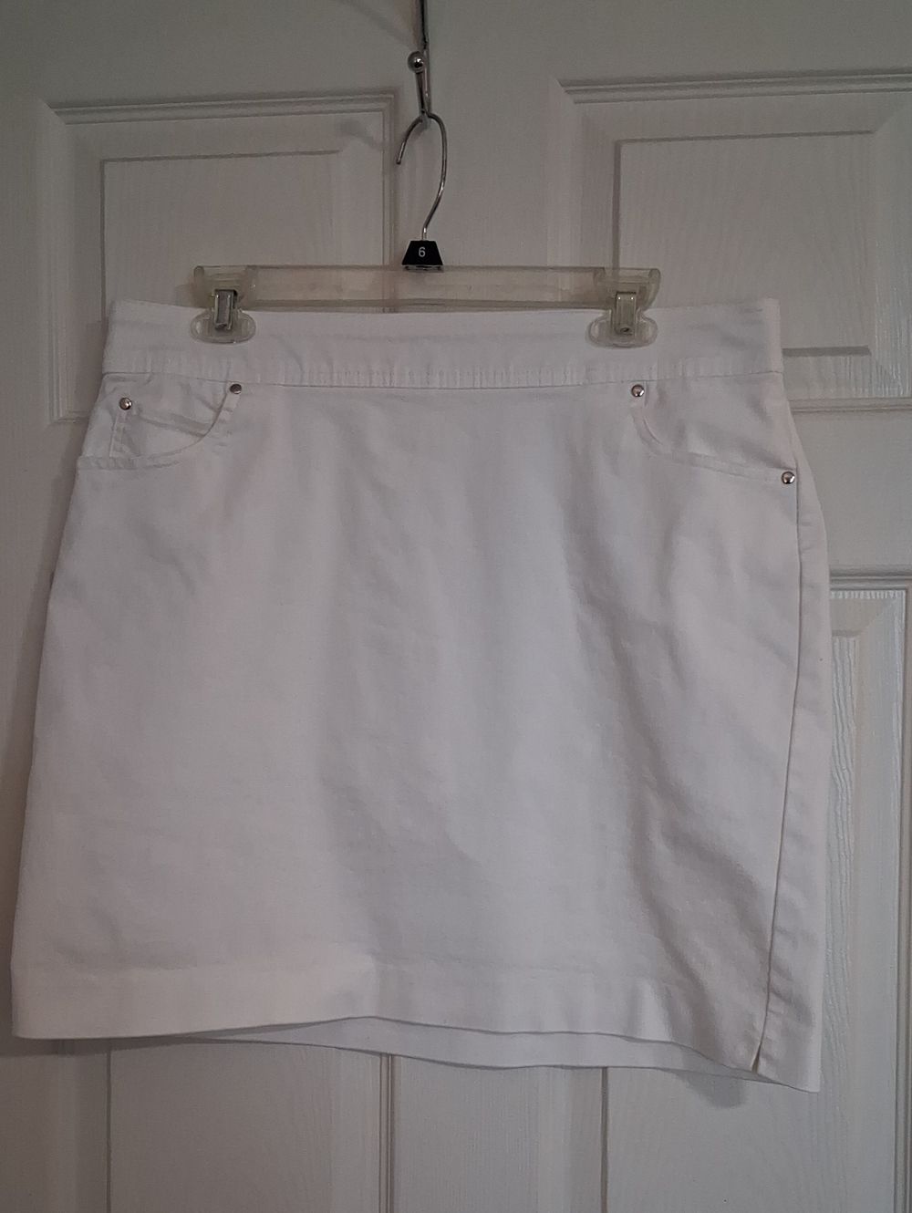 Kim Rogers White Mini Skirt with Pocket Accents